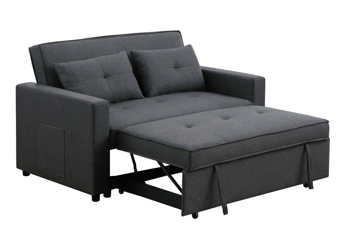 Zoey Linen Convertible Sleeper Loveseat - Dark Gray