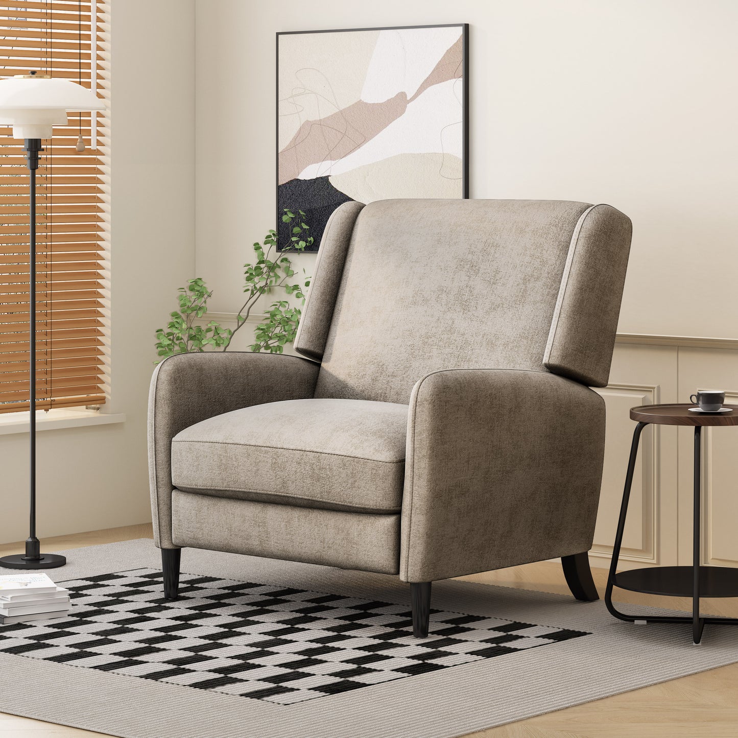 Albion Oversized Fabric Pushback Recliner - Beige