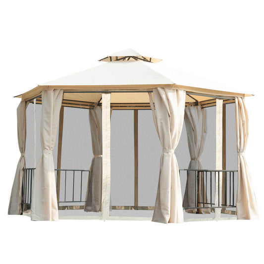 Berton 13 x 13 ft Hexagonal Gazebo Canopy Shelter - Beige