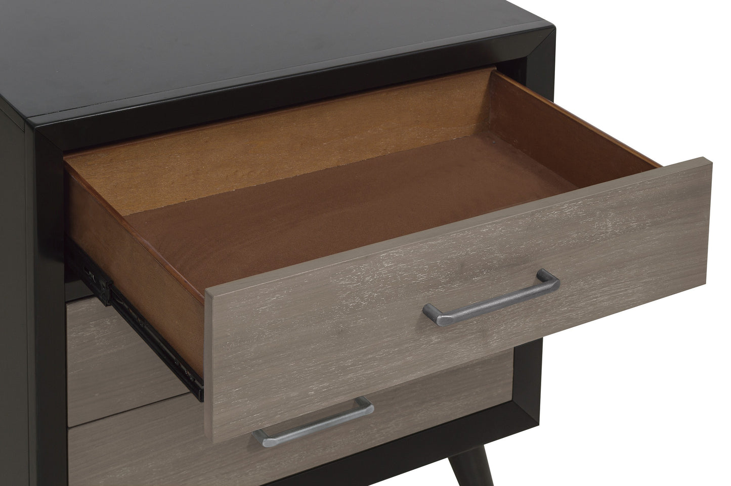 Dio Stylish Two-Tone Nightstand - Black+Gray