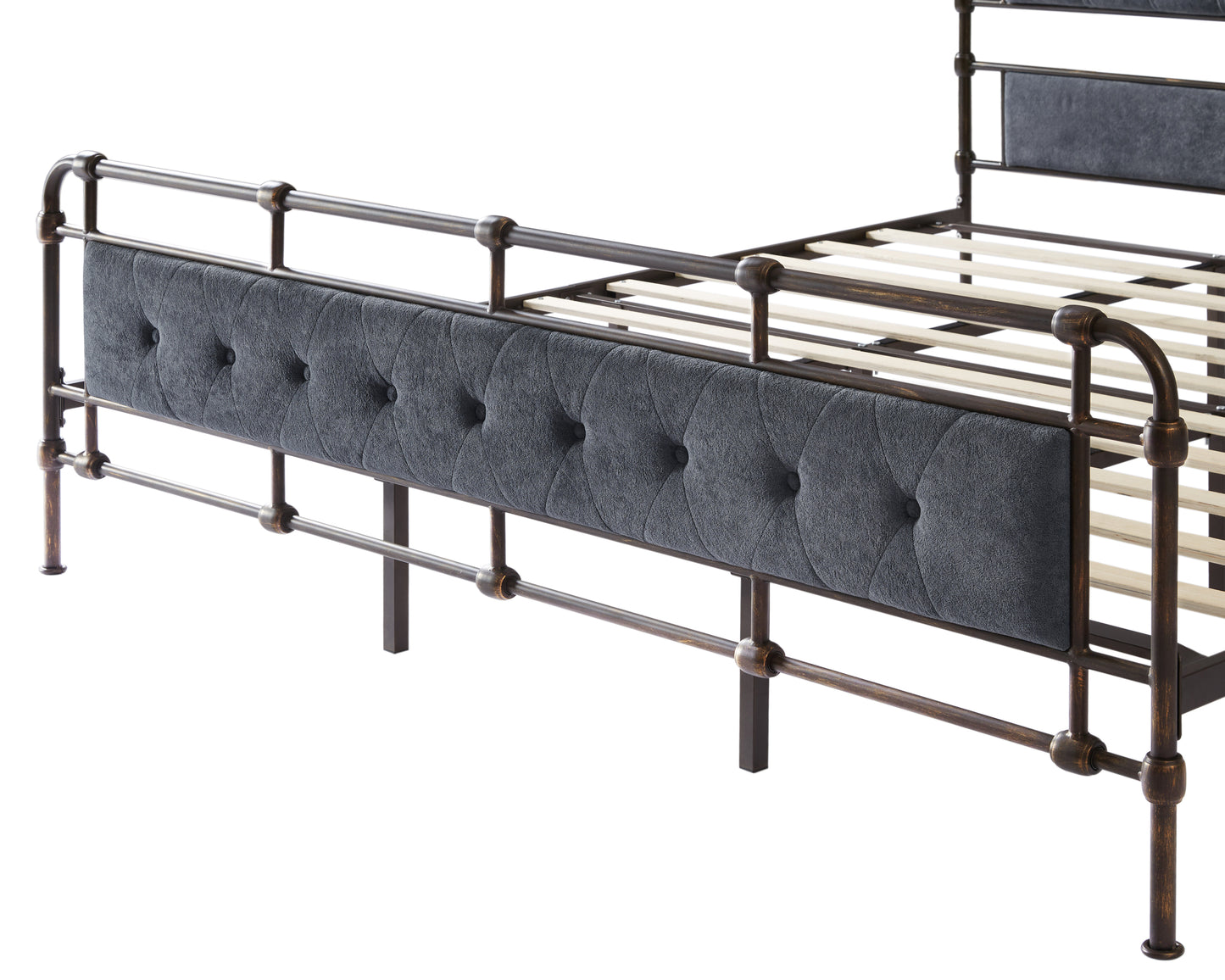 King size High Boad Metal Bed Frame - Dark Gray