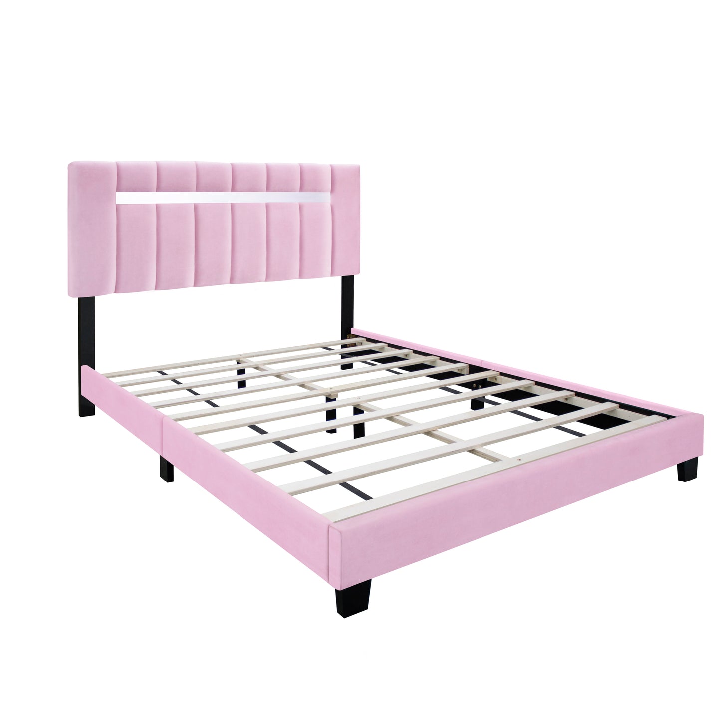 York Queen Size Platform Bed with Adjustable Height - Pink