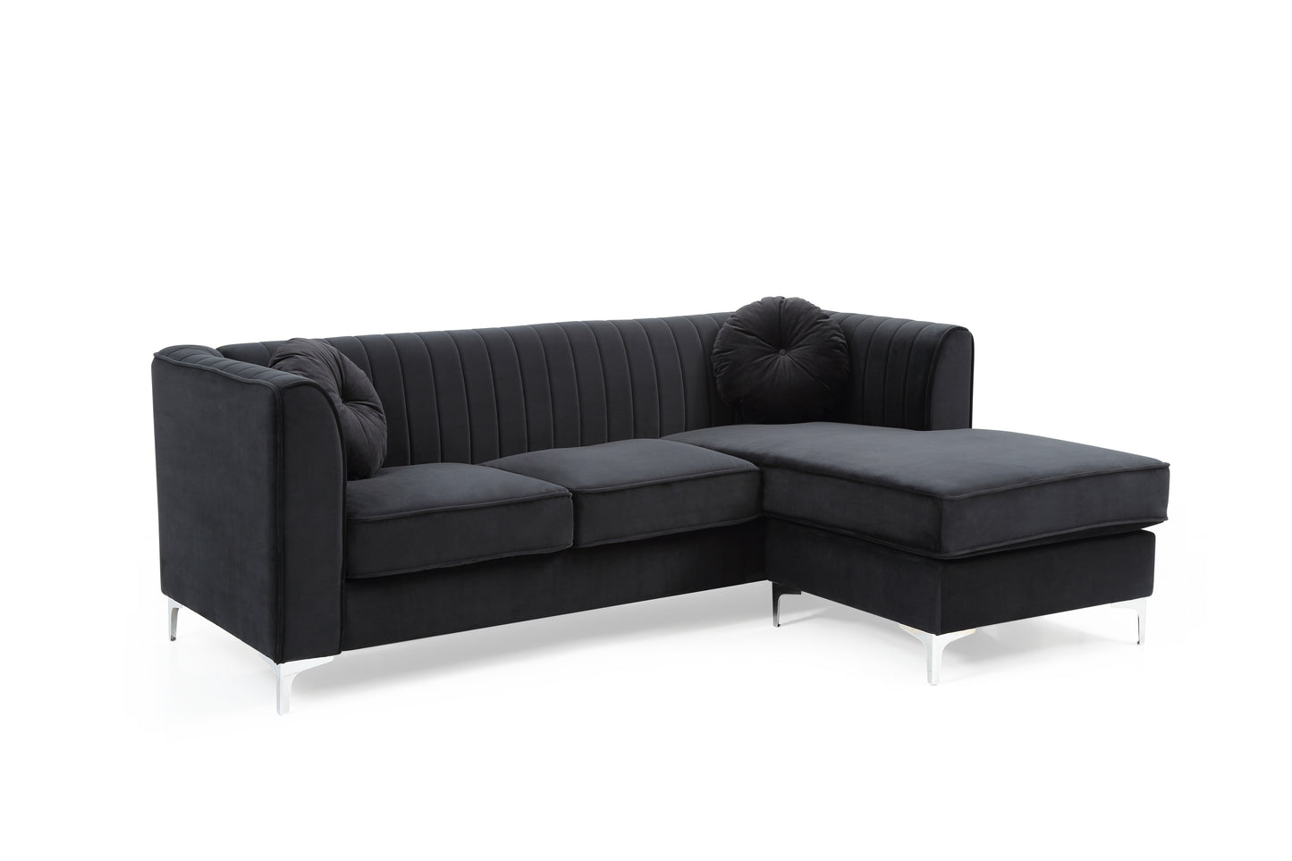 Delray Sectional Sofa Chaise -Black