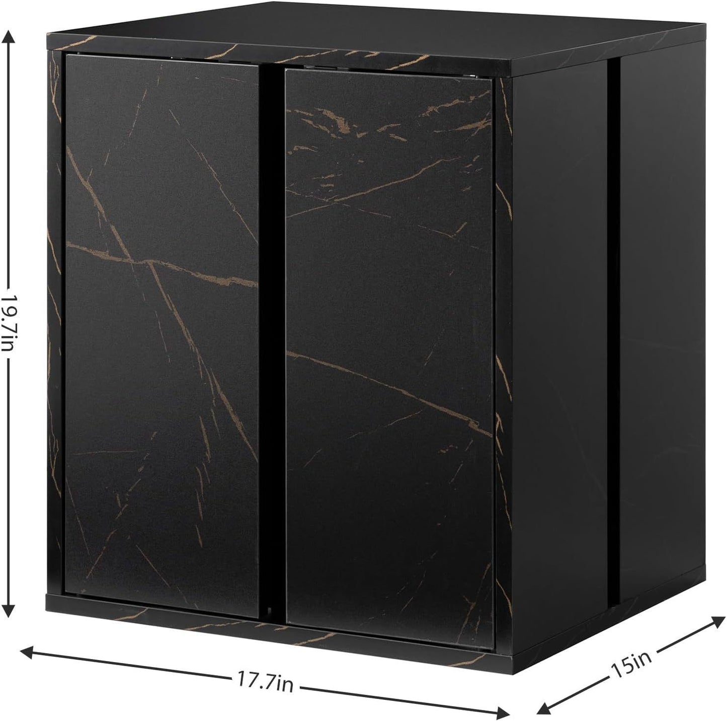 Quest LED  Nightstand with Glass Shelves -Black