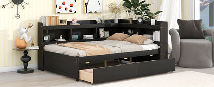 Parker Full Size Daybed with Bookcases -Drawers - Espresso