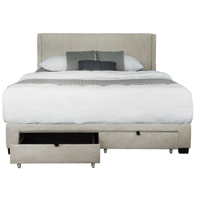 Huka Queen Size Platform Bed with Adjustable Height - Beige White