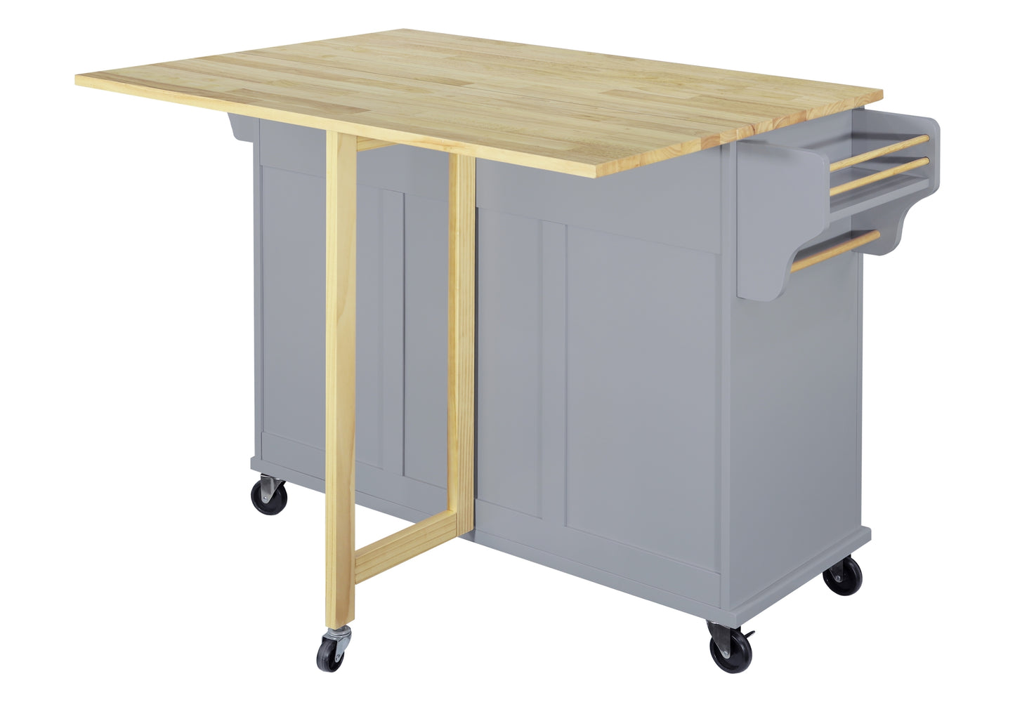 Culinary Wood Top Kitchen Island with Storage - Gray