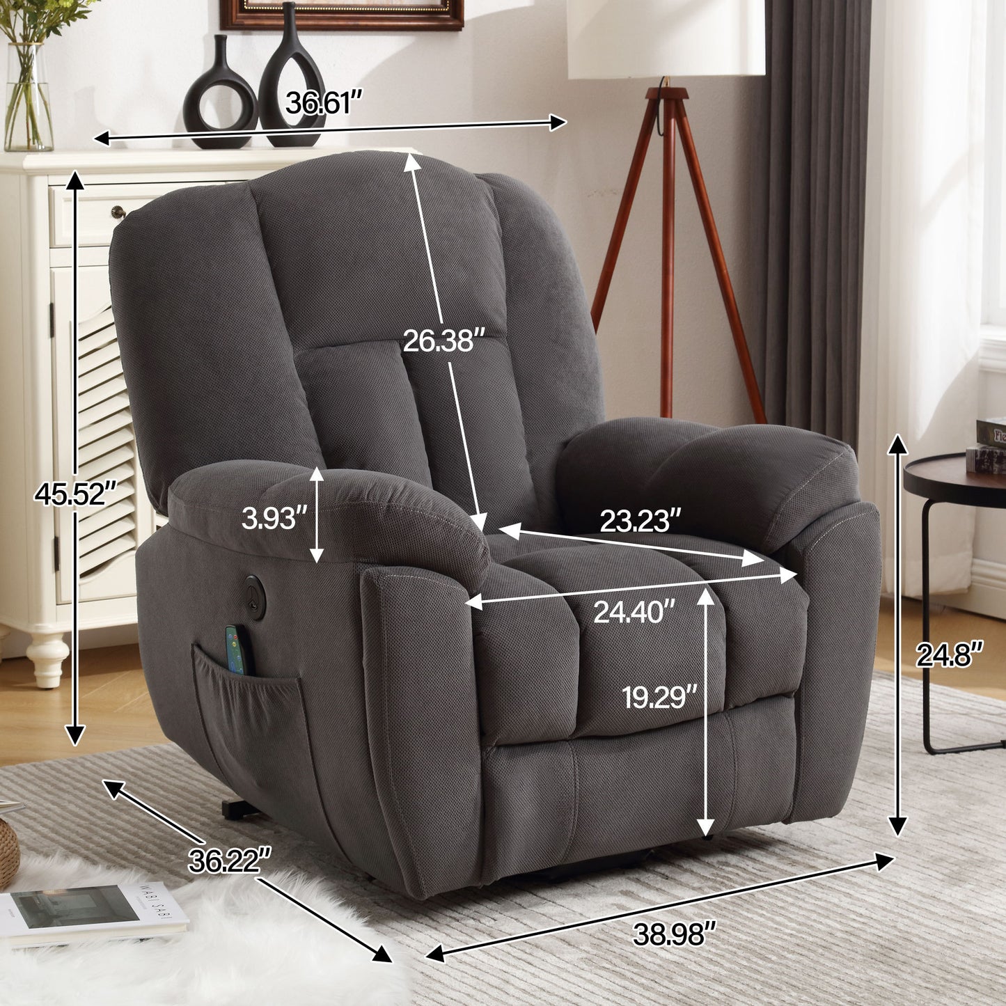 Minder Power Lift Recliner Chair Recliners - Gray