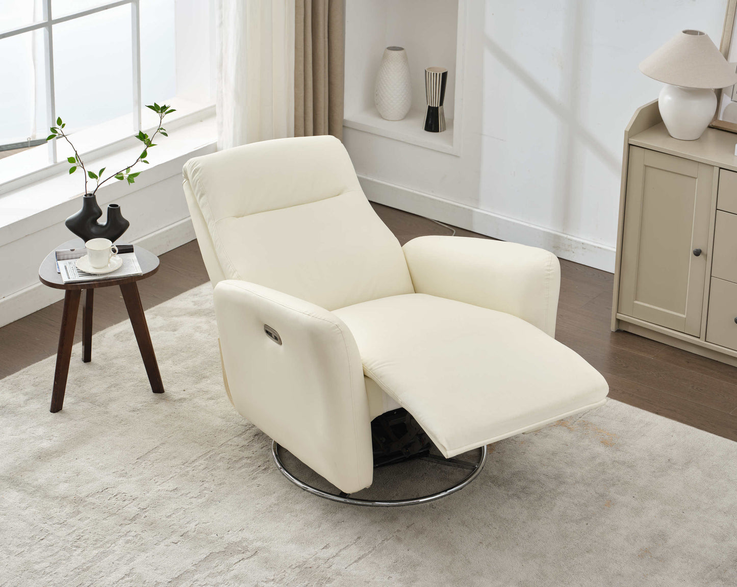 Mosley Swivel Glider Recliner Chair - White