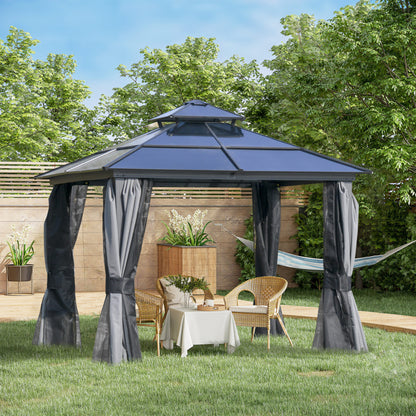 Aaron 10 x 10 ft Hardtop Patio Gazebo Aluminum Frame - Dark Gray