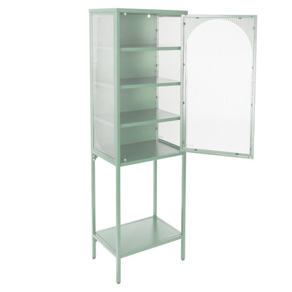 Arched Tempered Glass High Cabinet - Mint Green