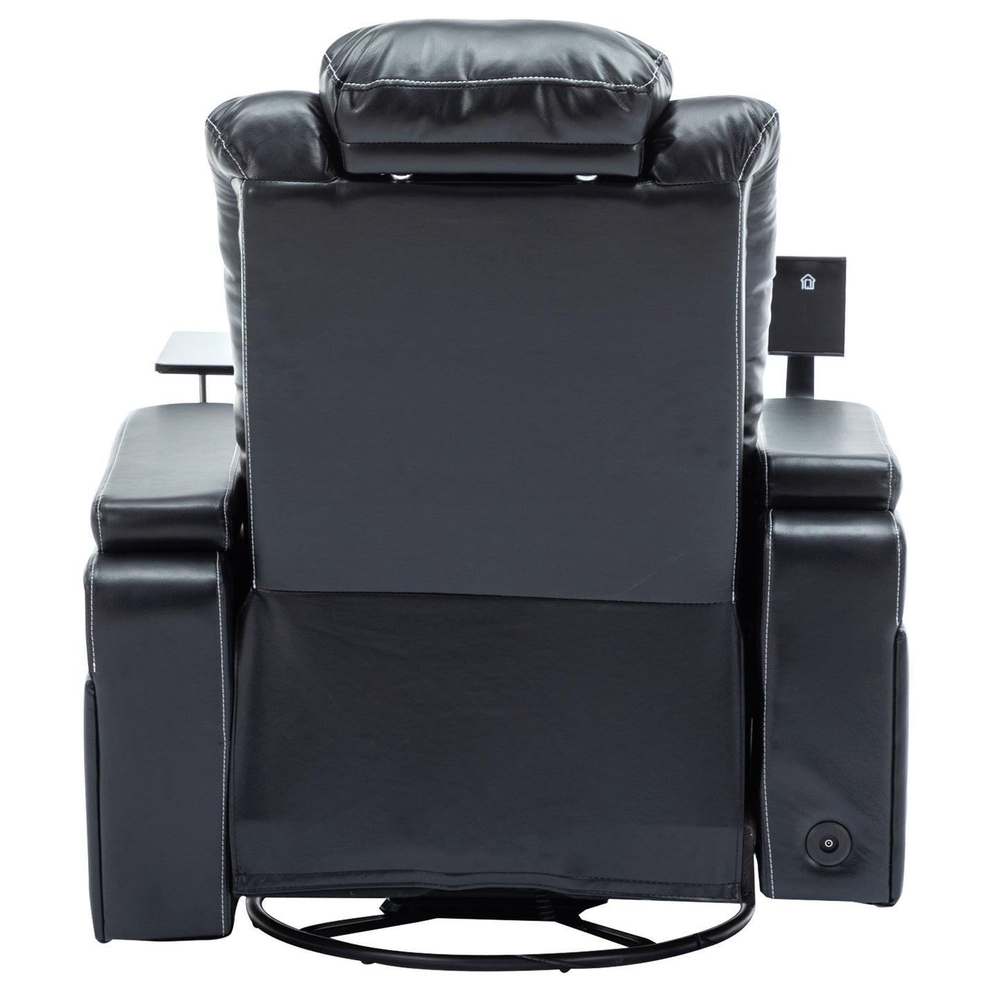 Otto PU Leather Power Recliner r with Surround Sound -Tray Table - Black