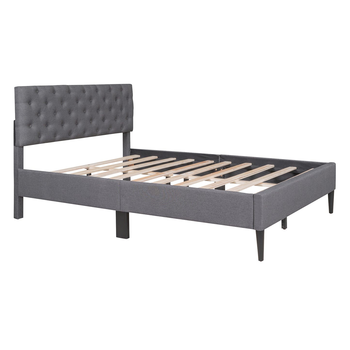 Ukin Full Size Upholstered Linen Platform Bed - Gray