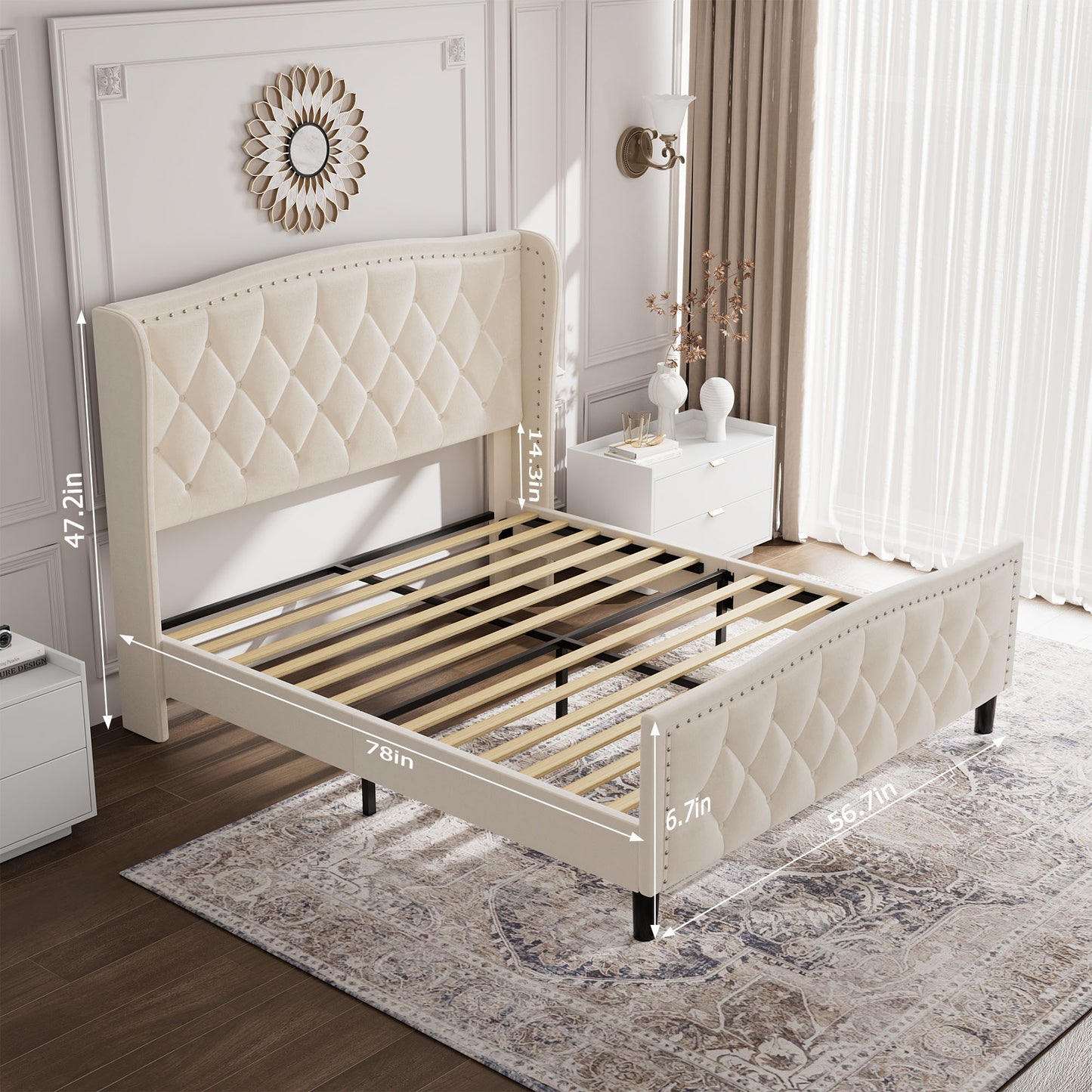 Freco Full Size Platform Bed - Off White