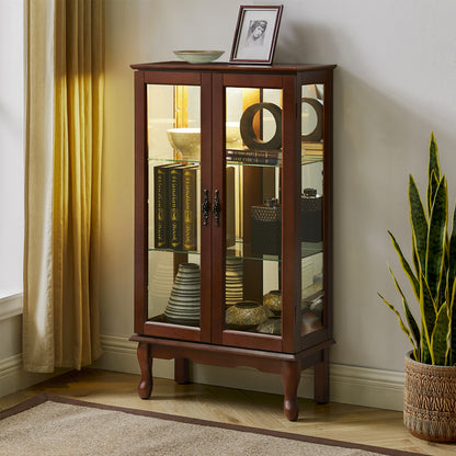 Karla Lighted Curio Diapaly Cabinet - Walnut