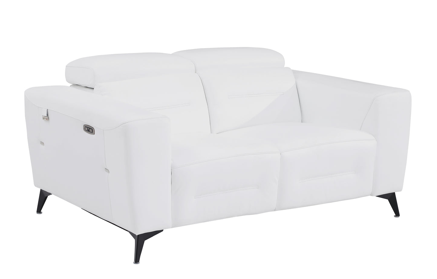 Honcho Top Grain Italian Leather Loveseat with Power Recliner - White