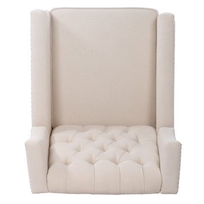 Nix Wide Manual Wing Chair Recliner - Beige