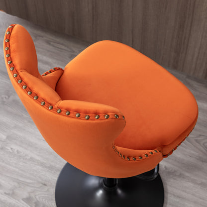 Rise 180 Velvet Barstools Adjusatble Seat Height - Orange Set of 2