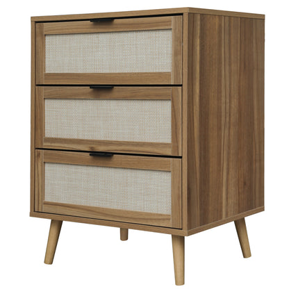 Kooboo 3 Drawer Nightstand End Table - Walnut