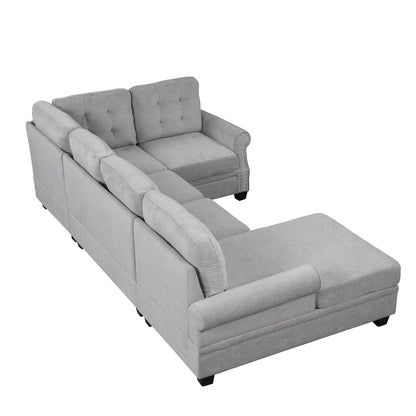 Aisha Modern U-Shaped Corner Sectional Sofa - Gray