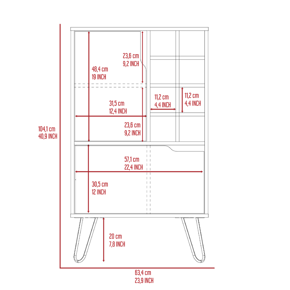 Weston Bar Cabinet With 8 Built In Bottle Racks - Gray