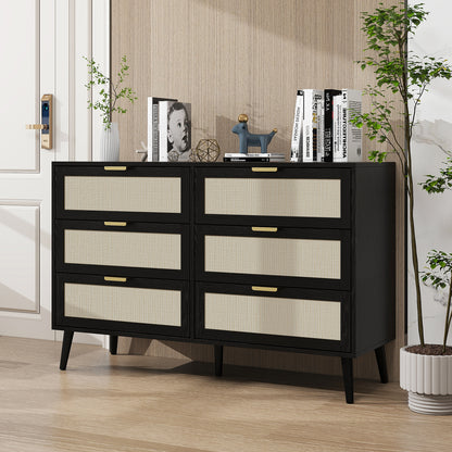 Noi 6 Drawer Dresser Wood Cabinet - Black