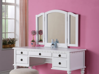 Arias Vanity Set with Foldable Mirror - White