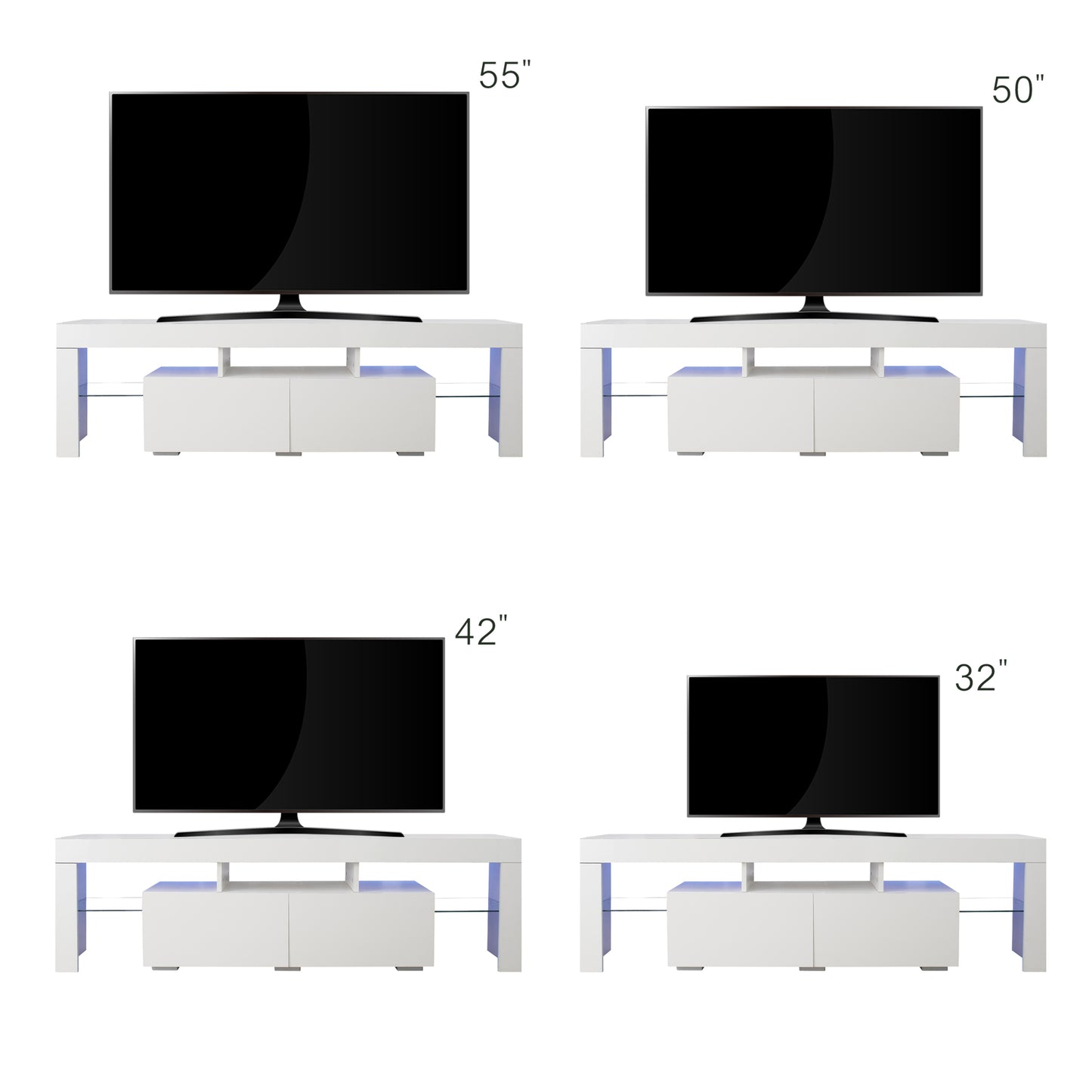 Wilson LED TV Stand TV w/Remote Control Lights - White