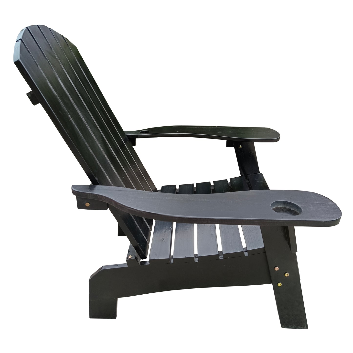 Surno Outdoor Wood Adirondack Chair with Umbrellaan hole - Black