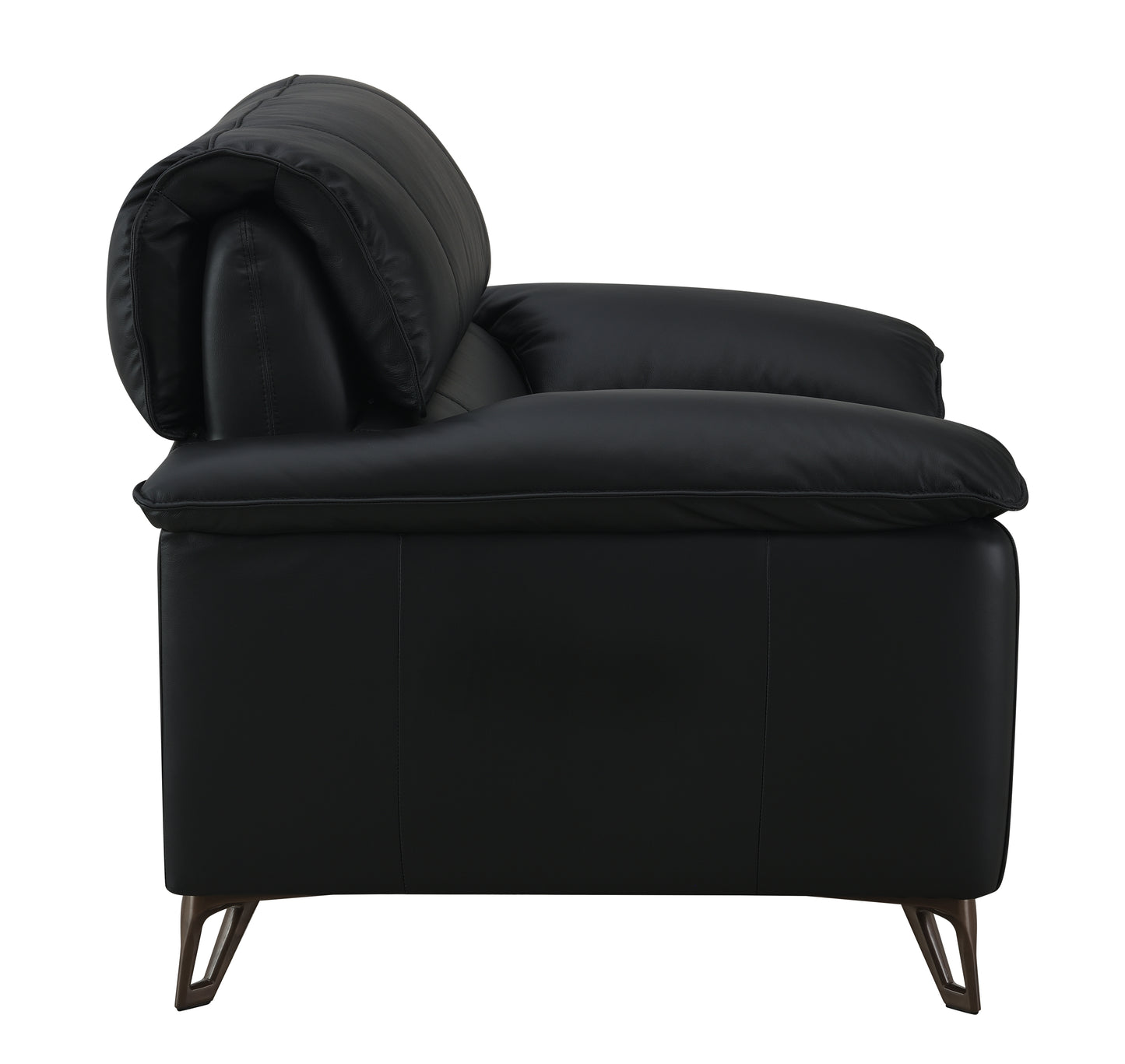 Eilene Black Top Grain Leather Loveseat