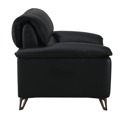 Eilene Black Top Grain Leather Loveseat