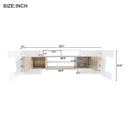 Trax TV Stand with 2 Illuminated Glass Shelves - Wood