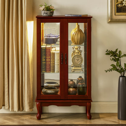 Karla Lighted Curio Diapaly Cabinet - Cherry