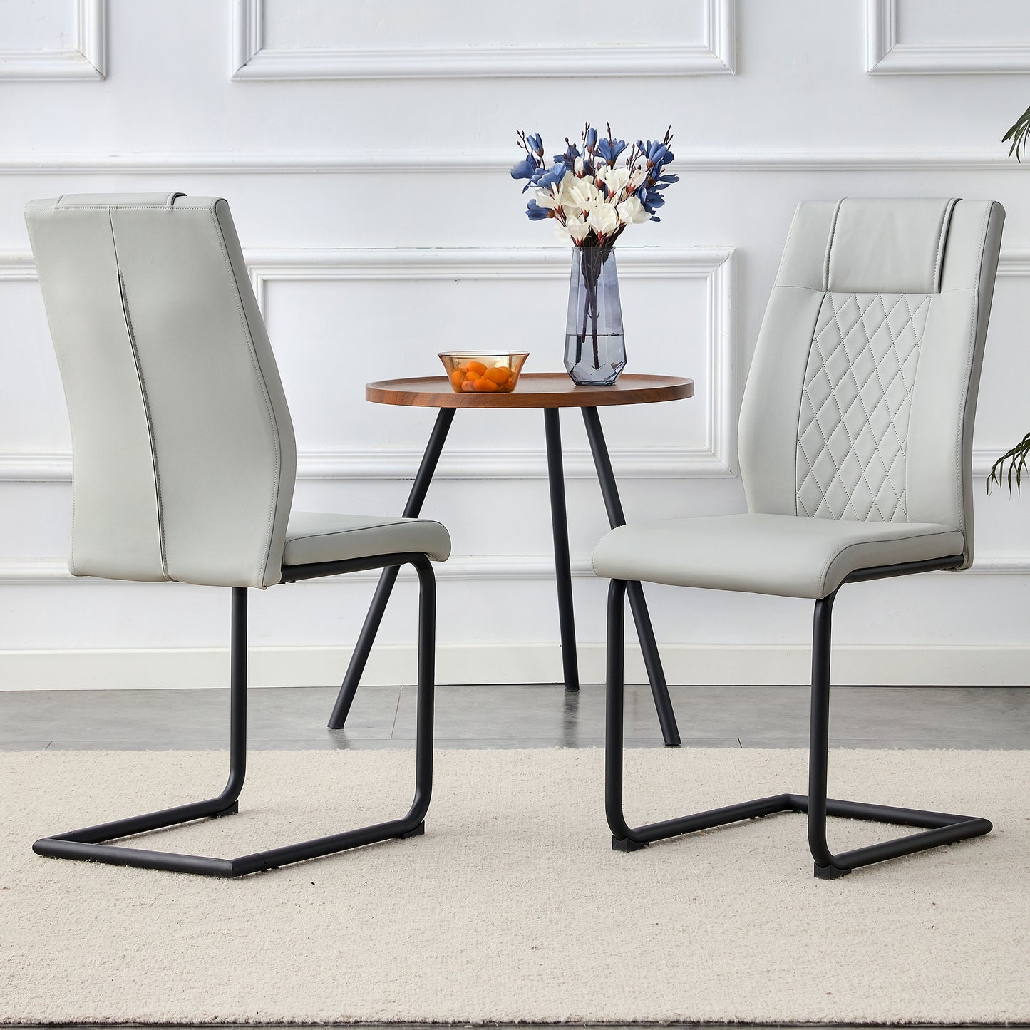 Skye Dining Chair Black Metal Leg (Set of 6) - Light Gray