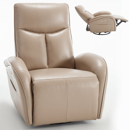 Vince Swivel and Rocker Power Recliner Chair - Light Brown