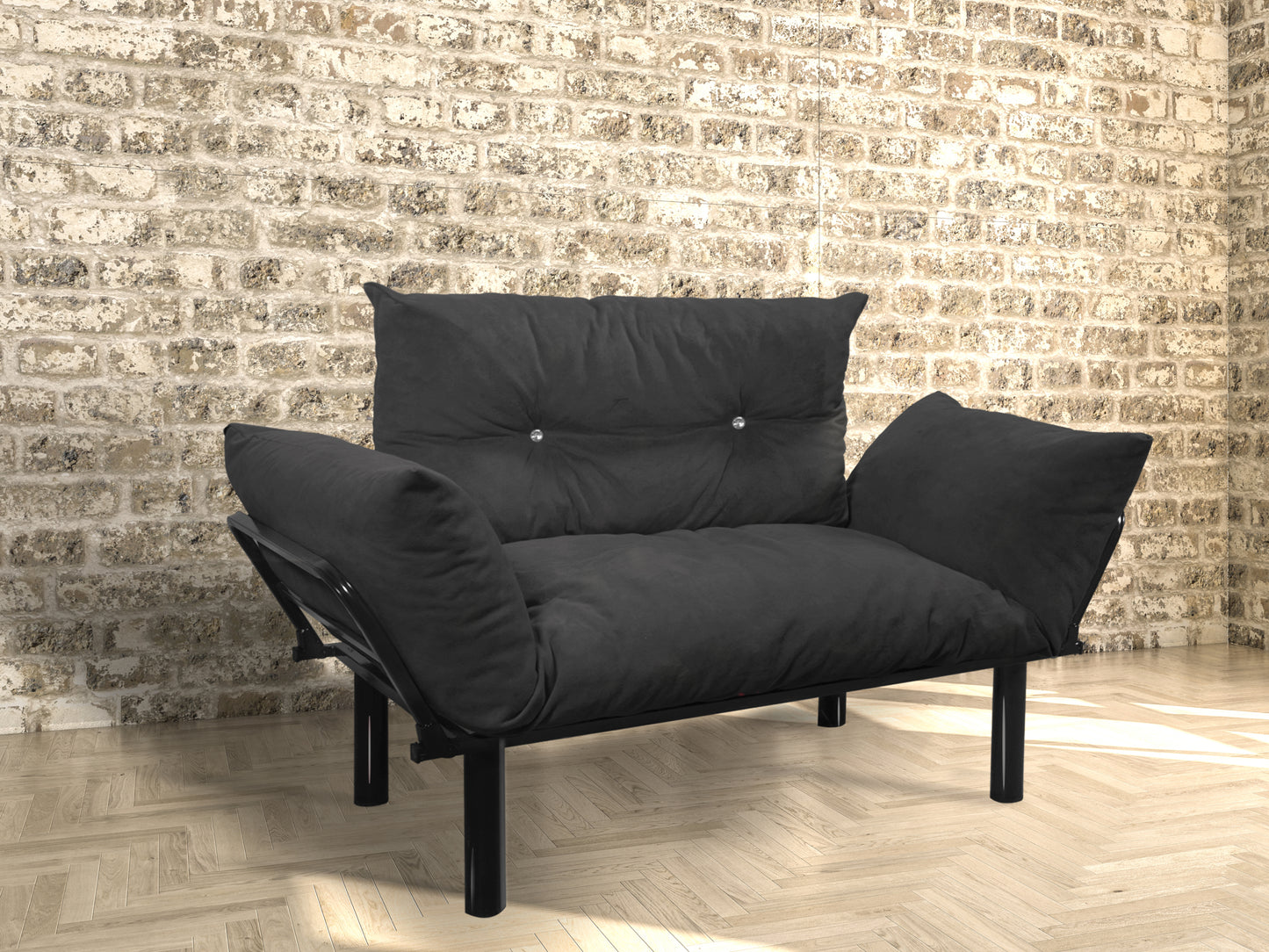 Ada Futon Loveseat - Black