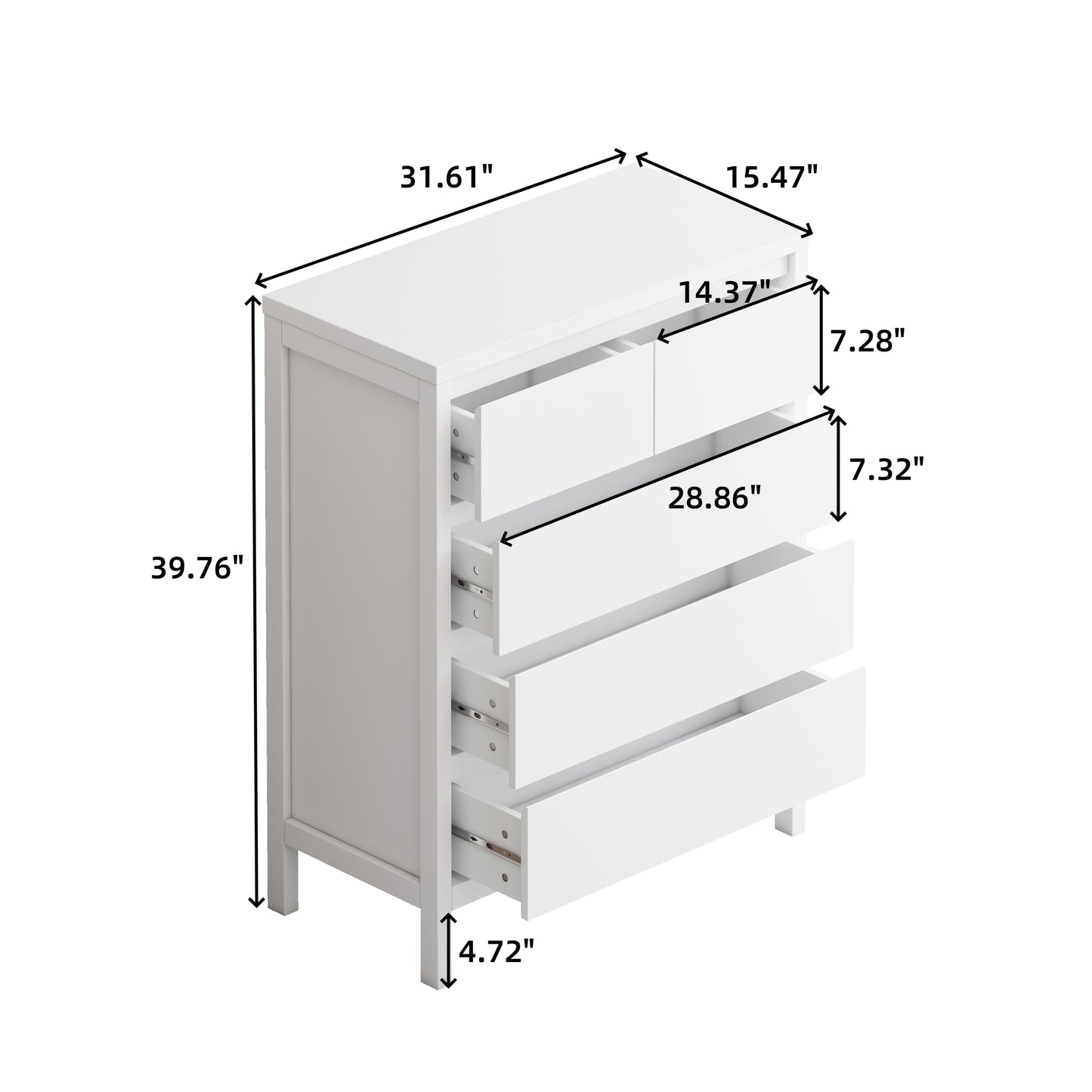 Nao 5-Drawers Storage Cabinet - White