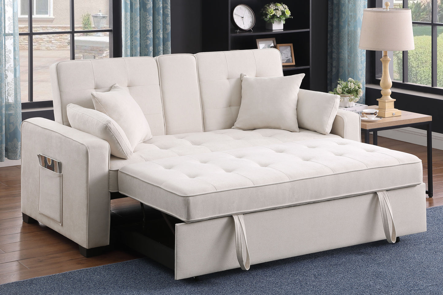 Cody II Woven Fabric Convertible Sleeper Loveseat - Beige