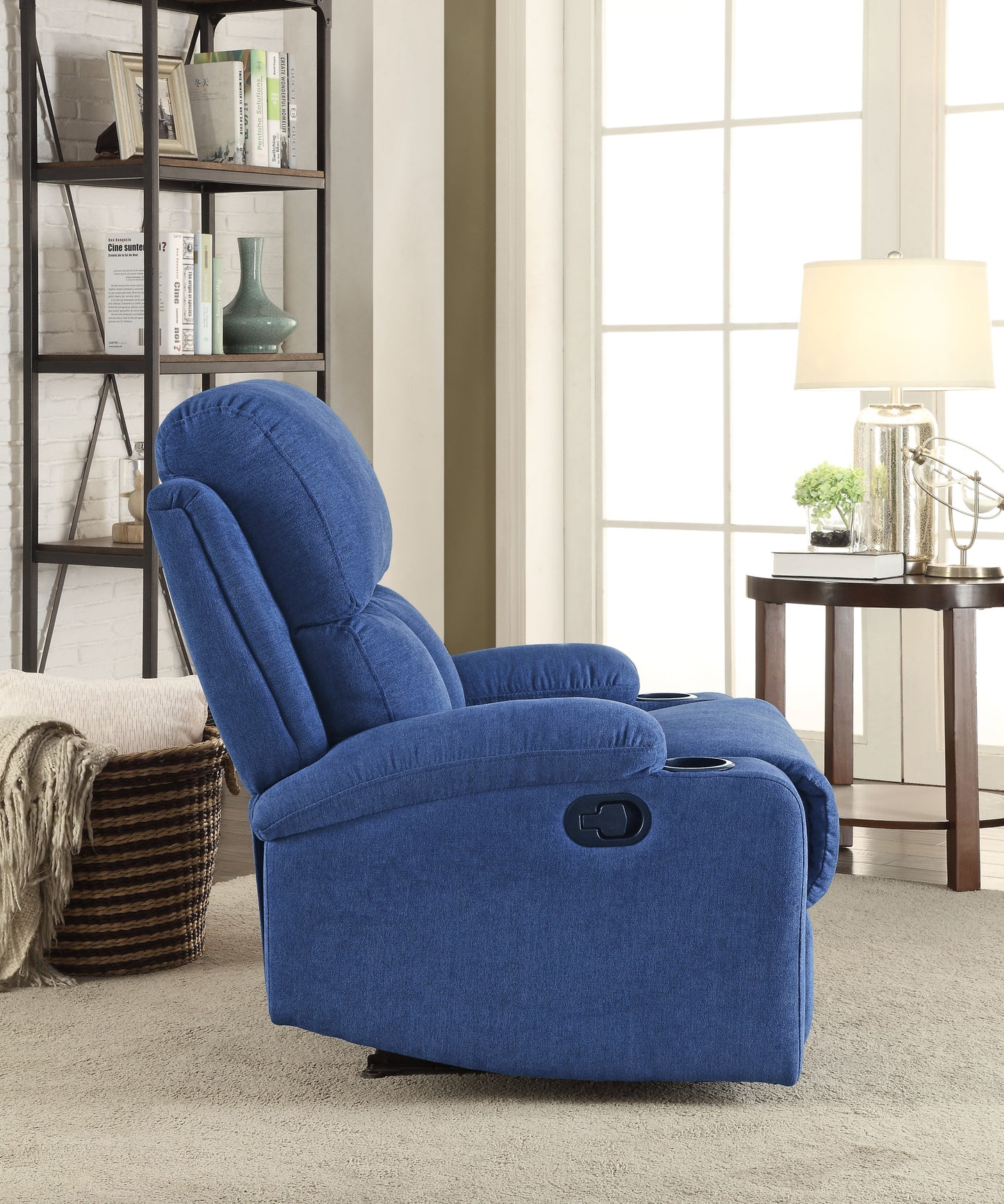 Voe Recliner Chair with Cup Holder - Blue