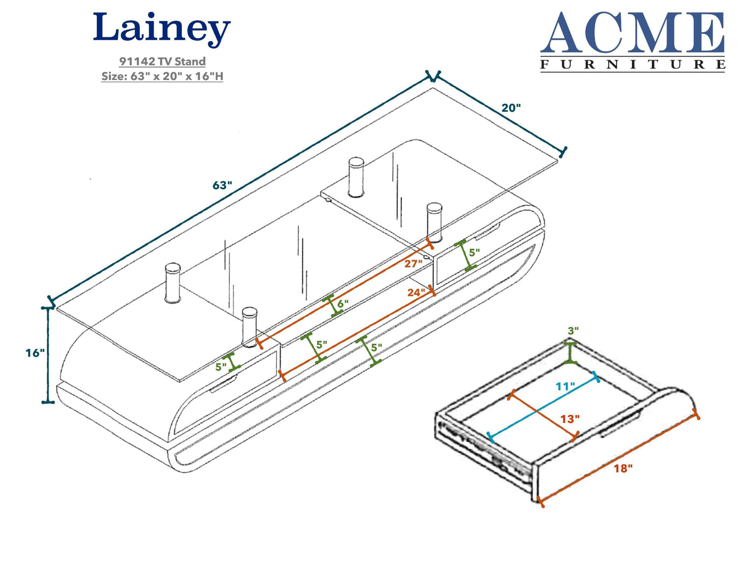 Lainey TV Stand - Gray