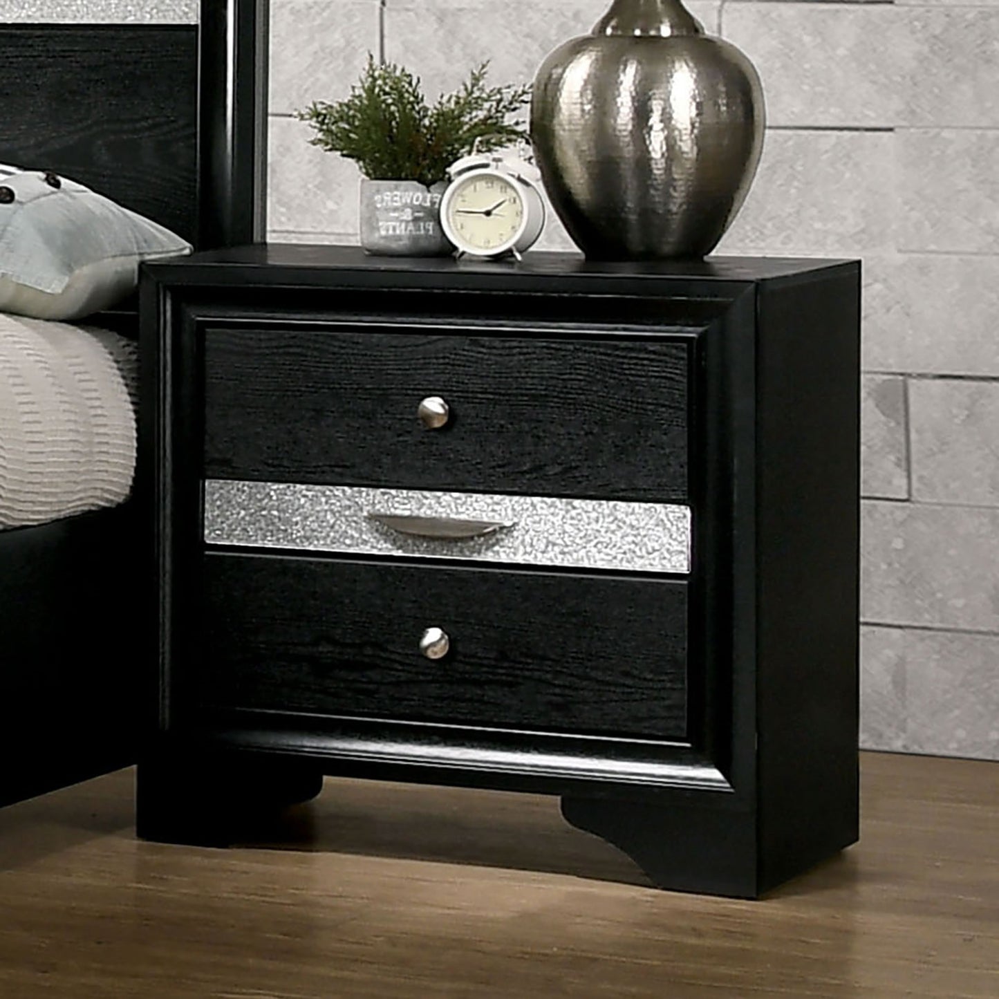 Elis Contemporary Nightstand - Black