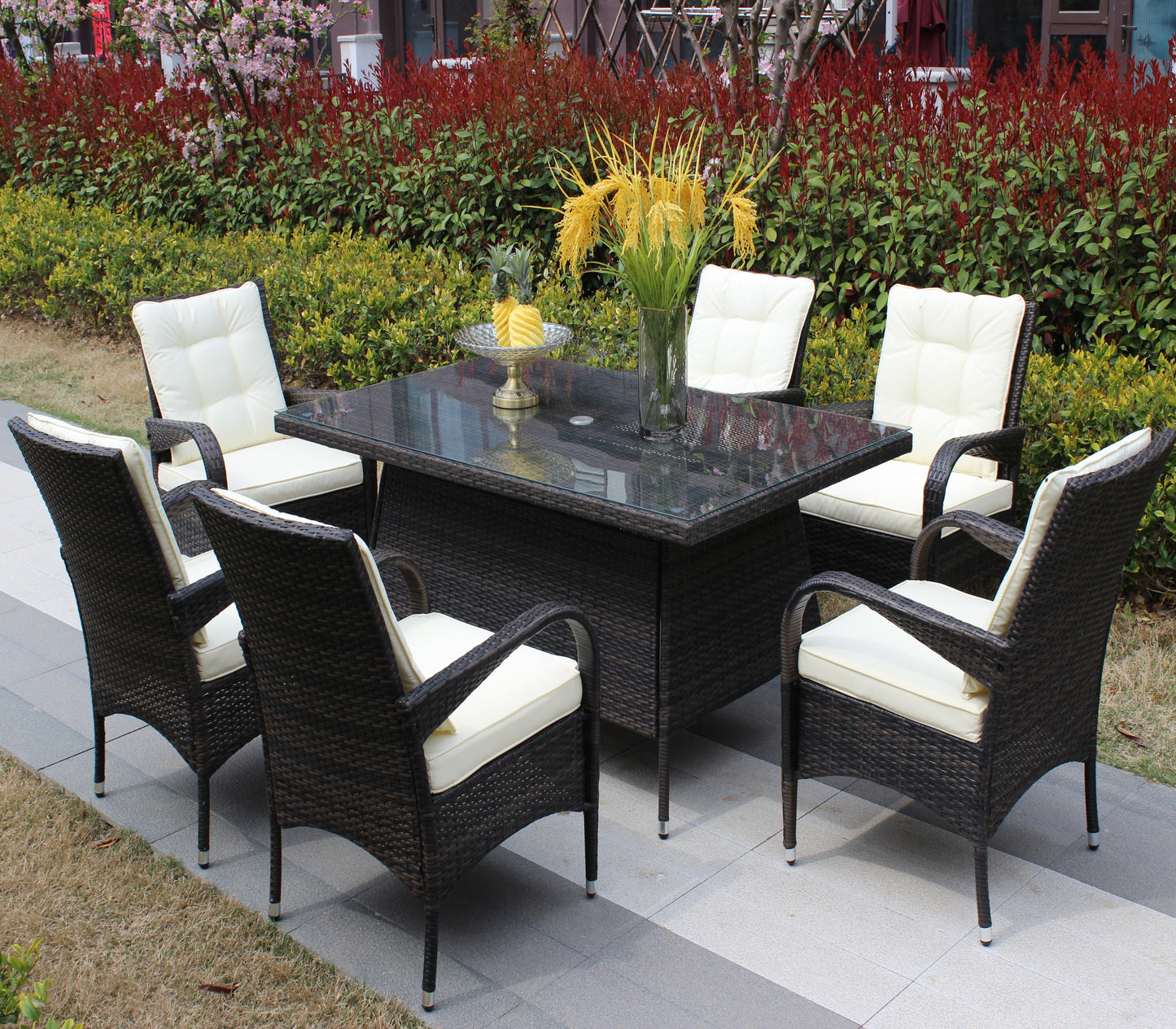 Lugo 7 Pc Patio Rectangular Dining Set