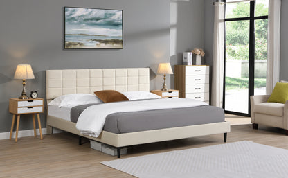 Elegant King Size Platform Bed Frame - Beige