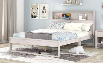 Mora Queen Size Platform Bed Frame with Storage - White