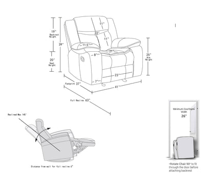 Barton Leather-Air Reclining Chair - Brown