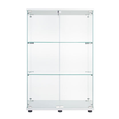 Crescent 4 Shelves Glass Display Cabinet - White