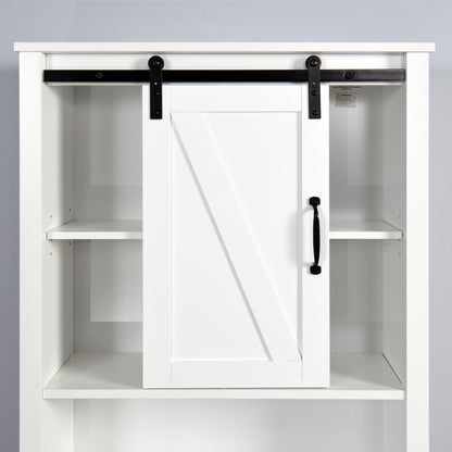 Barn Door Over-the-Toilet Storage Cabinet  - White