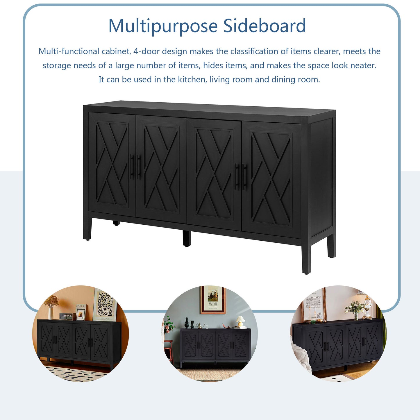 Hope Sideboard Storage Cabinet - Black