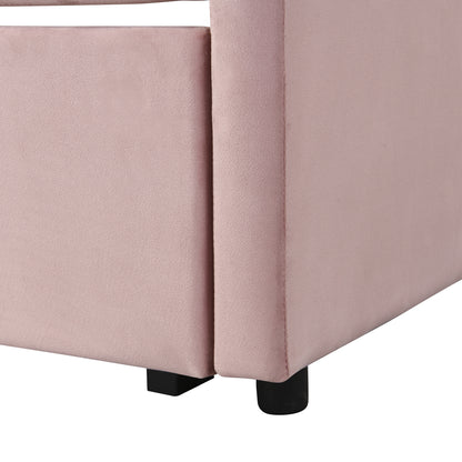 Toei Twin Size Upholstered daybed with  PopUp Trundle - Pink