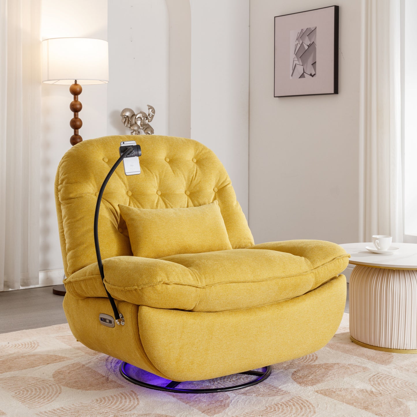 Roxie 270 Degree Swivel Power Recliner with Voice Control - Yellow